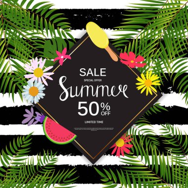 Yaz Satışı Soyut Arkaplan Vektörü İllüstrasyonu