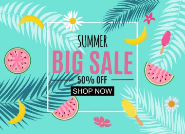 Yaz Satılık soyut Banner arka plan vektör çizim