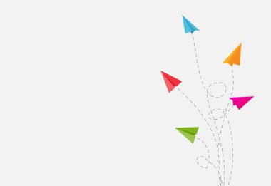 Arka plan değiştirme yönünde vektör çizim kağıt uçak ile