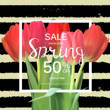 Soyut tasarım bahar satış Banner şablon. Vektör çizim