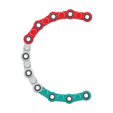 Alfabe üzerinden yeni popüler anti-stres oyuncak Spinner. Mektup C. vektör çizim.