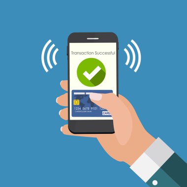 Mobil ödeme düz kavramı vektör çizim