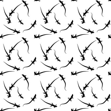 Sürüngenler kertenkele silüeti. Seamless modeli. Vektör çizim.