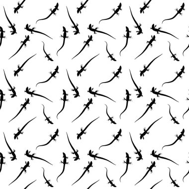 Sürüngenler kertenkele silüeti. Seamless modeli. Vektör çizim.