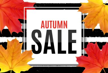 Düşen sonbahar yaprakları ile soyut vektör çizim sonbahar satış arka plan