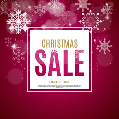 Noel ve yeni yıl satış arka plan, indirim kupon şablonu. Vektör çizim