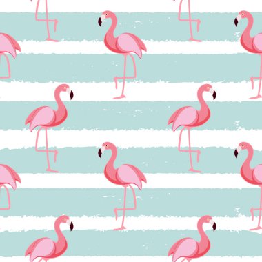 Şirin Dikişsiz Flamingo desen vektör çizim