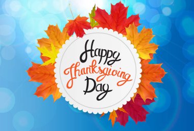 Mutlu Şükran günü arka plan parlak sonbahar doğal bırakır. Vektör çizim