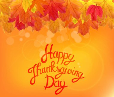 Mutlu Şükran günü arka plan parlak sonbahar doğal bırakır. Vektör çizim