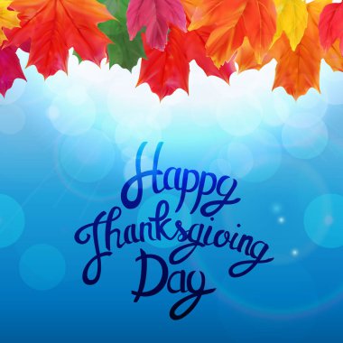 Mutlu Şükran günü arka plan parlak sonbahar doğal bırakır. Vektör çizim