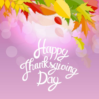 Mutlu Şükran günü arka plan parlak sonbahar doğal bırakır. Vektör çizim