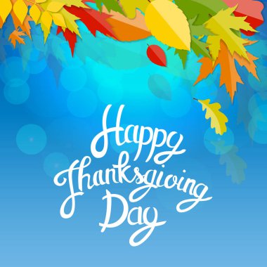 Mutlu Şükran günü arka plan parlak sonbahar doğal bırakır. Vektör çizim