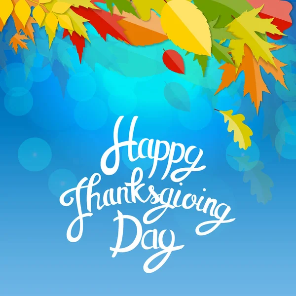 Mutlu Şükran günü arka plan parlak sonbahar doğal bırakır. Vektör çizim