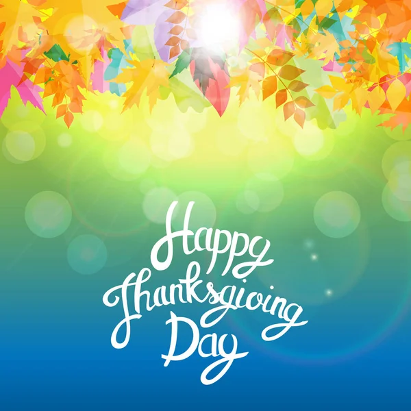 Mutlu Şükran günü arka plan parlak sonbahar doğal bırakır. Vektör çizim