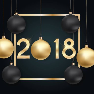 2018 yeni yıl Noel topu arka plan. Vektör çizim