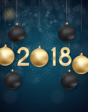 2018 yeni yıl Noel topu arka plan. Vektör çizim