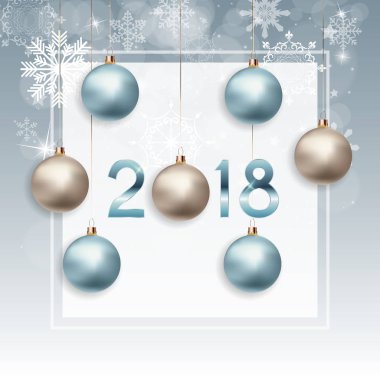 2018 yeni yıl Noel topu arka plan. Vektör çizim