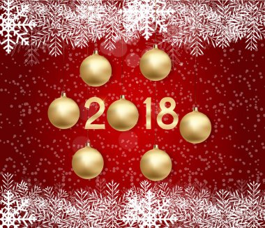 2018 yeni yıl Noel topu arka plan. Vektör çizim