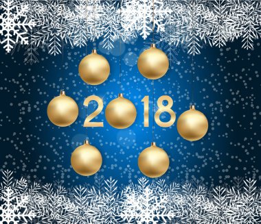2018 yeni yıl Noel topu arka plan. Vektör çizim