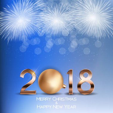 2018 yeni yıl Noel topu arka plan. Vektör çizim