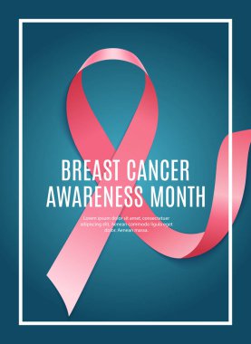 Göğüs kanseri farkındalığı ayı pembe kurdele vektör illüstrasyonu