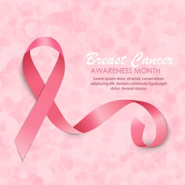 Göğüs kanseri farkındalığı ayı pembe kurdele vektör illüstrasyonu