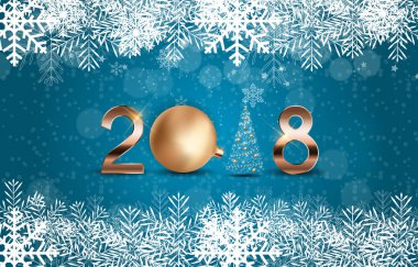 2018 yeni yıl Noel topu arka plan. Vektör çizim