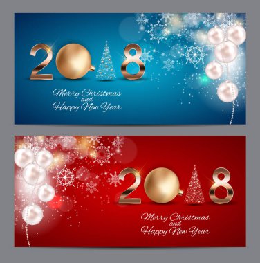 2018 yeni yıl Noel topu arka plan. Vektör çizim