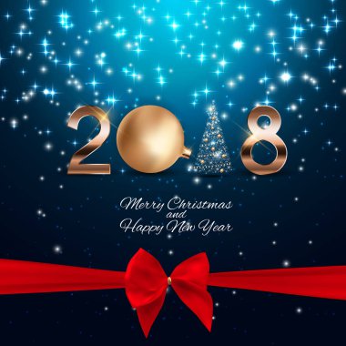 2018 yeni yıl Noel topu arka plan. Vektör çizim