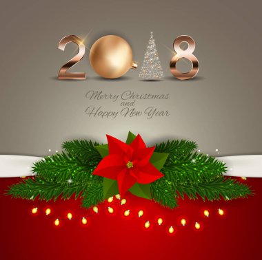 2018 yeni yıl Noel topu arka plan. Vektör çizim