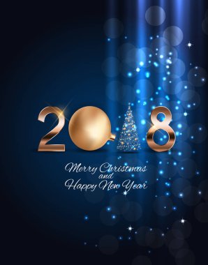 2018 yeni yıl Noel topu arka plan. Vektör çizim