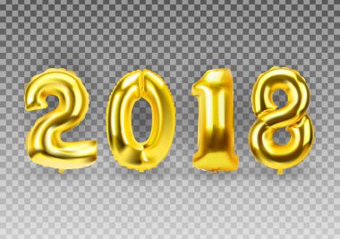 Altın balon ile 2018 yeni yıl arka plan. Vektör çizim