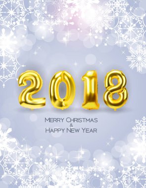 Altın balon ile 2018 yeni yıl arka plan. Vektör çizim