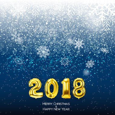 Altın balon ile 2018 yeni yıl arka plan. Vektör çizim