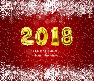 Altın balon ile 2018 yeni yıl arka plan. Vektör çizim