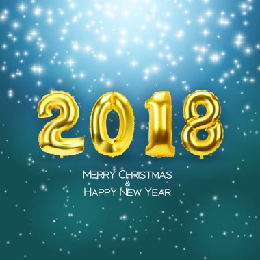 Altın balon ile 2018 yeni yıl arka plan. Vektör çizim