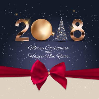 2018 yeni yıl Noel topu arka plan. Vektör çizim