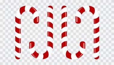 Saydam bir arka plan üzerinde tatlı şeker kamışı. Yeni yıl için dekorasyon. Vektör çizim.