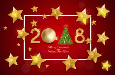 2018 merry Christmas ve yeni yıl arka plan. Vektör çizim