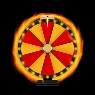 Doğal yangın Çarkıfelek, metin için yer ile şanslı simgesi. Vektör çizim