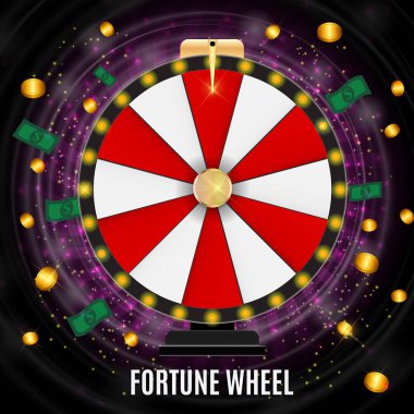 Çarkıfelek, metin için yer ile şanslı simgesi. Vektör çizim