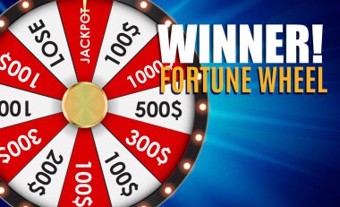 Çarkıfelek, metin için yer ile şanslı simgesi. Vektör çizim