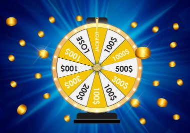 Çarkıfelek, metin için yer ile şanslı simgesi. Vektör çizim