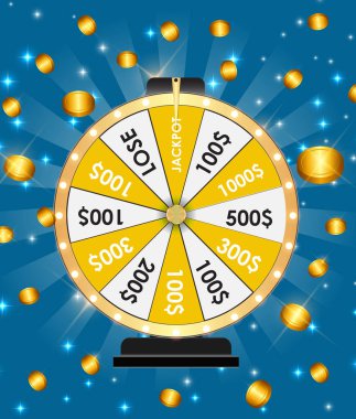 Çarkıfelek, metin için yer ile şanslı simgesi. Vektör çizim