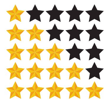 Star Rating. Değerlendirme sistemi ve olumlu yorum işaret. Vektör çizim