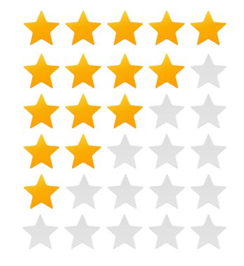 Star Rating. Değerlendirme sistemi ve olumlu yorum işaret. Vektör çizim