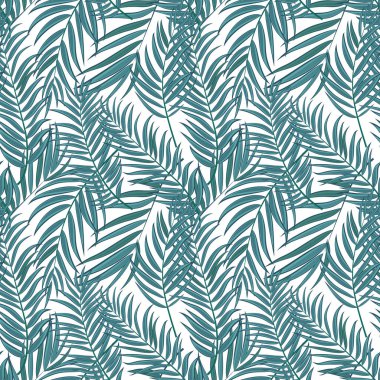 Güzelim Palmiye Ağacı Yaprak Silueti Kusursuz Desensiz Arkaplan Vektör Çizimi