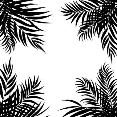 Güzel Palmiye Ağacı Yaprak Silueti Arkaplan Vektörü İllüstrasyonu