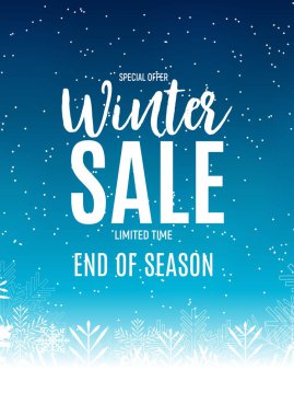 Kış indirimi arka plan, indirim kupon şablon sonu. Vektör çizim