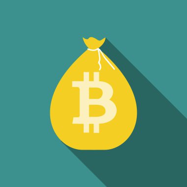 Düz modern tasarım konsepti bitcoin cryptocurrency teknoloji, madencilik, e-cüzdan